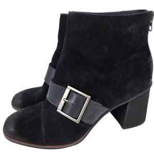 Korks Kork Ease Denoon Suede Block Heel Boots Womens 8.5 Black Buckle Leather